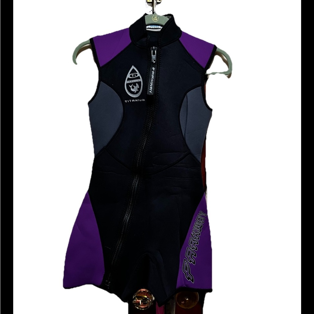 Kids Swim Wetsuit - Black and Purple